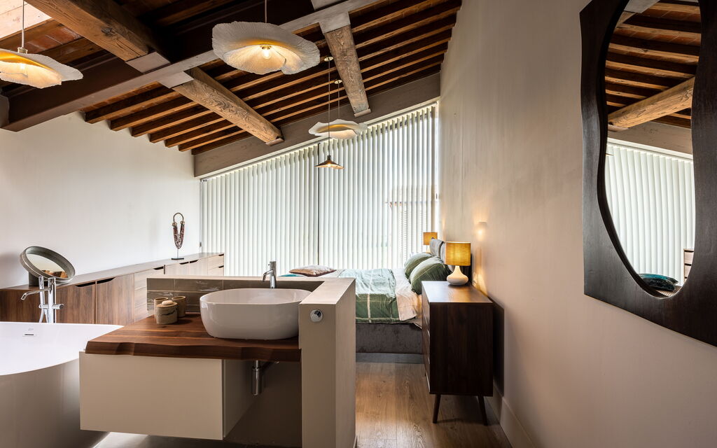 Melaiolo Modern Apartment With Pool, Montaione, Toscana: Autunno, Camera da letto, Estate, Primavera